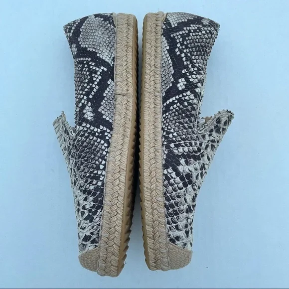 Stuart Weitzman Catalan Snake Print Leather Slip on Espadrille Natural Color - Picture 6 of 9